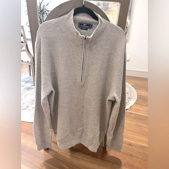 Vineyard Vines Men's gray Half-Zip cashmere Sweater size XL - Picture 1 of 7